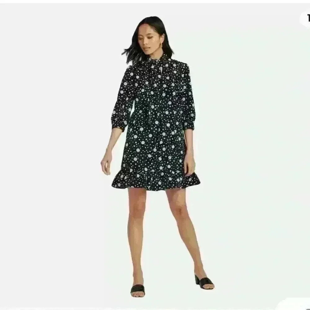 Who What Wear navy blue and lighter blue polka dot dress size Medium. Worn once. - Picture 7 of 7